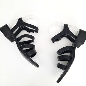 LITTLE BURGUNDY Black Strappy  Buckle Sandals